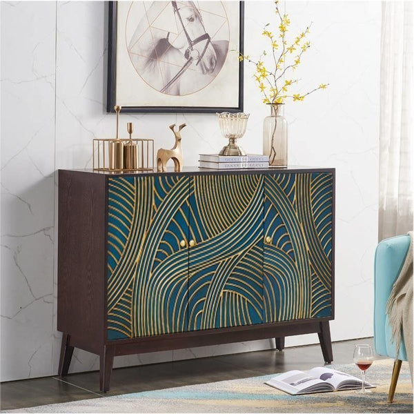 Pavia Walnut Sideboard Cabinet with Metal Legs, Modern Storage Unit for Living Room, Dining Room & Hallway - Sleek Furniture