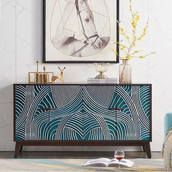 Pavia Walnut Sideboard Cabinet with Metal Legs, Modern Storage Unit for Living Room, Dining Room & Hallway - Sleek Furniture
