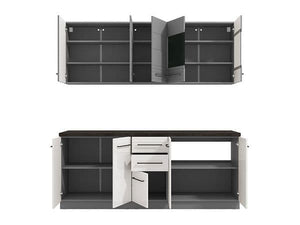 Pedro White Gloss and Grey Kitchen Units – 10 Doors, 2 Drawers, Modern Modular Storage – 200cm Wide, Flat Pack - My Store
