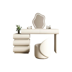 Penelope cream dressing table set with LED mirror and matching stool