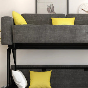 Pérez Two Seater Sofa Bed with Bunk Bed Function, Linen Upholstered Convertible Sofa Bed, Space Saving Pull-Out Sleeper Couch for Living Room & Guest Room - Sleek Furniture