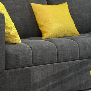Pérez Two Seater Sofa Bed with Bunk Bed Function, Linen Upholstered Convertible Sofa Bed, Space Saving Pull-Out Sleeper Couch for Living Room & Guest Room - Sleek Furniture