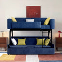 Pérez Two Seater Sofa Bed with Bunk Bed Function, Linen Upholstered Convertible Sofa Bed, Space Saving Pull-Out Sleeper Couch for Living Room & Guest Room - Sleek Furniture