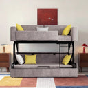 Pérez Two Seater Sofa Bed with Bunk Bed Function, Linen Upholstered Convertible Sofa Bed, Space Saving Pull-Out Sleeper Couch for Living Room & Guest Room - Sleek Furniture