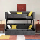 Pérez Two Seater Sofa Bed with Bunk Bed Function, Linen Upholstered Convertible Sofa Bed, Space Saving Pull-Out Sleeper Couch for Living Room & Guest Room - Sleek Furniture