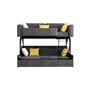 Pérez Two Seater Sofa Bed with Bunk Bed Function, Linen Upholstered Convertible Sofa Bed, Space Saving Pull-Out Sleeper Couch for Living Room & Guest Room - Sleek Furniture