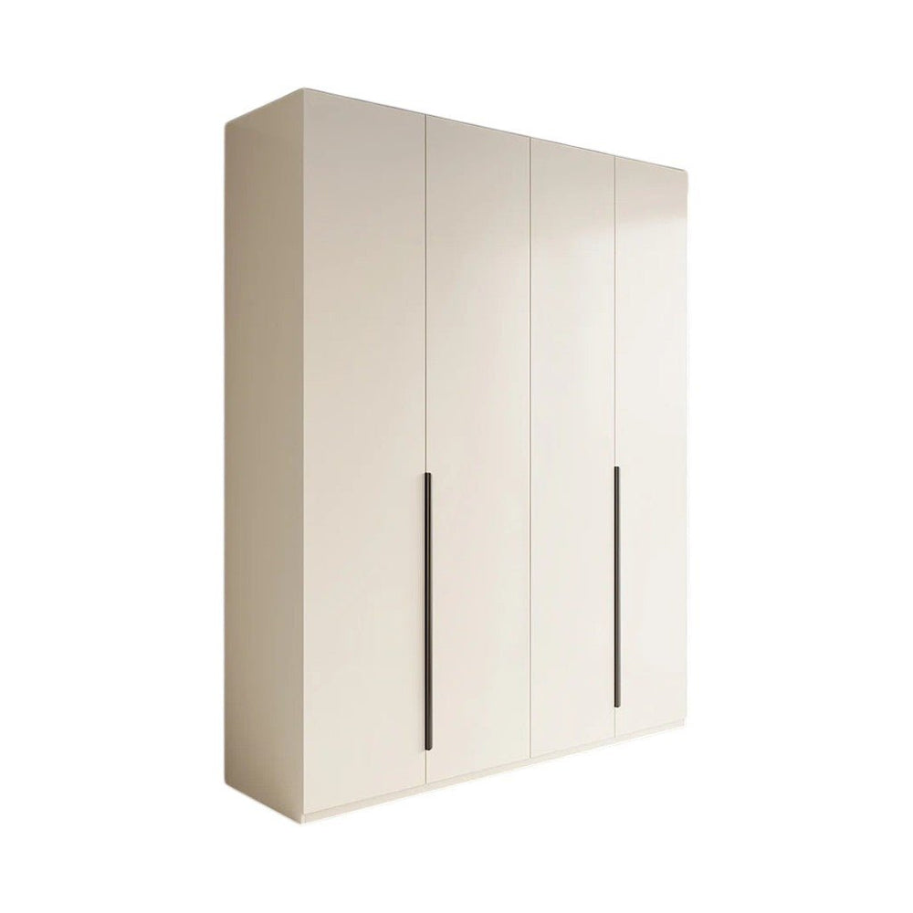 Petrov Wooden Wardrobe Cabinet, Freestanding MDF Storage Armoire, Contemporary Cream Finish Bedroom Closet with Hanging & Storage Space - Sleek Furniture