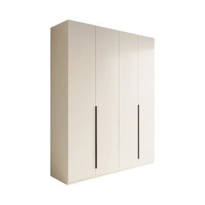 Petrov Wooden Wardrobe Cabinet, Freestanding MDF Storage Armoire, Contemporary Cream Finish Bedroom Closet with Hanging & Storage Space - Sleek Furniture