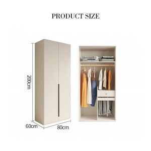 Petrov Wooden Wardrobe Cabinet, Freestanding MDF Storage Armoire, Contemporary Cream Finish Bedroom Closet with Hanging & Storage Space - Sleek Furniture