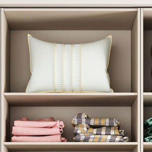 Petrov Wooden Wardrobe Cabinet, Freestanding MDF Storage Armoire, Contemporary Cream Finish Bedroom Closet with Hanging & Storage Space - Sleek Furniture