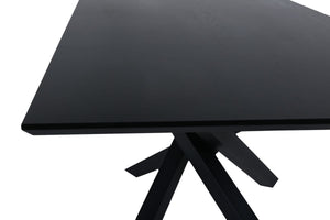Piazza Rectangular Dining Table 180x90 cm | Black MDF Veneer Top with Iron Cross Legs