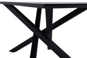 Piazza Rectangular Dining Table 180x90 cm | Black MDF Veneer Top with Iron Cross Legs