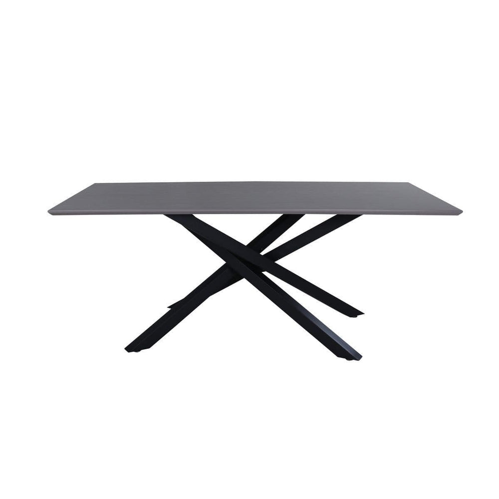 Piazza Rectangular Dining Table 180x90 cm | Black Metal Cross Legs, Modern MDF Top