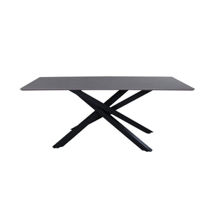 Piazza Rectangular Dining Table 180x90 cm | Black Metal Cross Legs, Modern MDF Top
