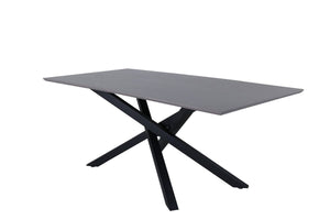 Piazza Rectangular Dining Table 180x90 cm | Black Metal Cross Legs, Modern MDF Top