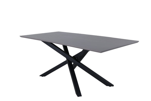 Piazza Rectangular Dining Table 180x90 cm | Black Metal Cross Legs, Modern MDF Top