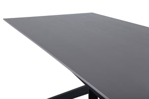 Piazza Rectangular Dining Table 180x90 cm | Black Metal Cross Legs, Modern MDF Top