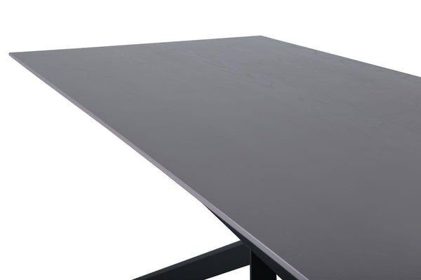 Piazza Rectangular Dining Table 180x90 cm | Black Metal Cross Legs, Modern MDF Top