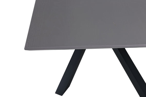 Piazza Rectangular Dining Table 180x90 cm | Black Metal Cross Legs, Modern MDF Top