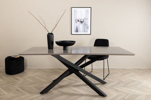Piazza Rectangular Dining Table 180x90 cm | Black Metal Cross Legs, Modern MDF Top