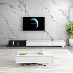 Pina Extendable TV Stand with Storage – Modern Sliding Design Wooden TV Unit in Plywood & MDF, Adjustable Length Entertainment Center for Living Room (Grey, Black, White, Oak) - Sleek Furniture