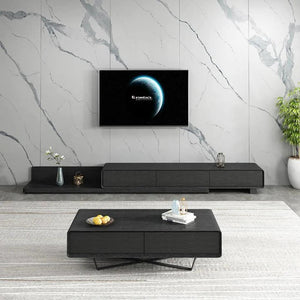 Pina Extendable TV Stand with Storage – Modern Sliding Design Wooden TV Unit in Plywood & MDF, Adjustable Length Entertainment Center for Living Room (Grey, Black, White, Oak) - Sleek Furniture