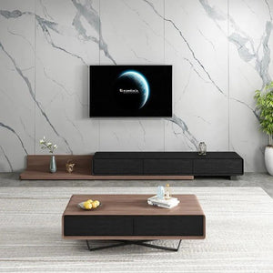 Pina Extendable TV Stand with Storage – Modern Sliding Design Wooden TV Unit in Plywood & MDF, Adjustable Length Entertainment Center for Living Room (Grey, Black, White, Oak) - Sleek Furniture