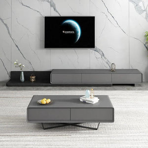 Pina Extendable TV Stand with Storage – Modern Sliding Design Wooden TV Unit in Plywood & MDF, Adjustable Length Entertainment Center for Living Room (Grey, Black, White, Oak) - Sleek Furniture