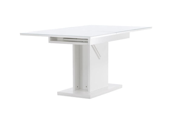 Pluto Rectangular Extendable Dining Table | MDF with Glass Top, 120–160cm
