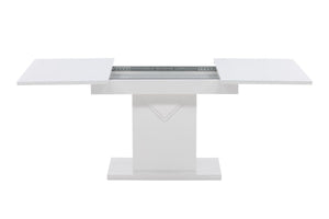 Pluto Rectangular Extendable Dining Table | MDF with Glass Top, 120–160cm