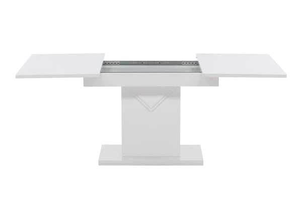 Pluto Rectangular Extendable Dining Table | MDF with Glass Top, 120–160cm