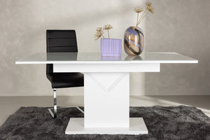 Pluto Rectangular Extendable Dining Table | MDF with Glass Top, 120–160cm