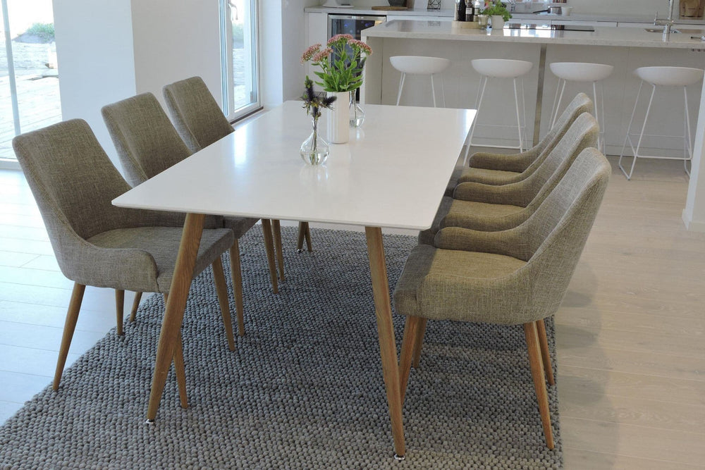 Polar Dining Set | 180x90 cm Table with 6 Grey Plaza Chairs, Modern & Timeless Design