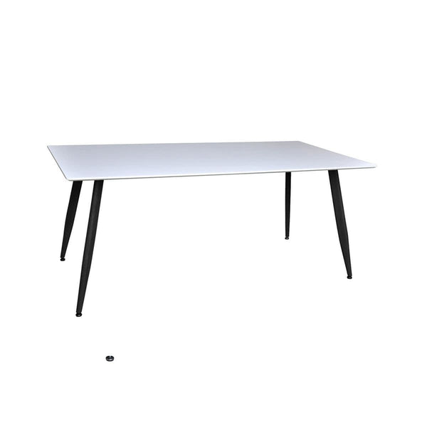 Mmilo Polar White Rectangular Dining Table 180x90 cm | Scandinavian Design, White MDF Top with Black Metal Legs
