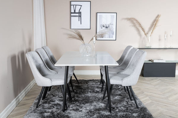 Mmilo Polar White Rectangular Dining Table 180x90 cm | Scandinavian Design, White MDF Top with Black Metal Legs