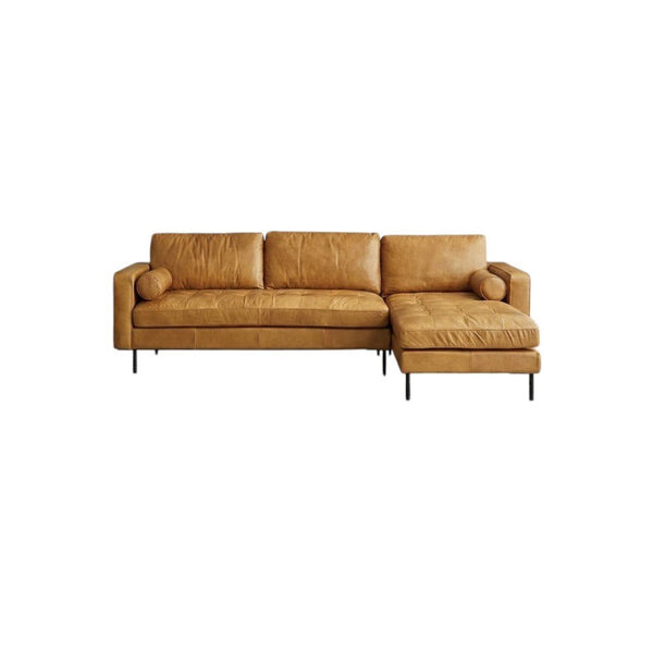 Porto Three Seater Sofa – Premium Real Leather 3-Seater Couch with High-Density Foam Comfort & Steel Frame Support, Brown - Sleek Furniture