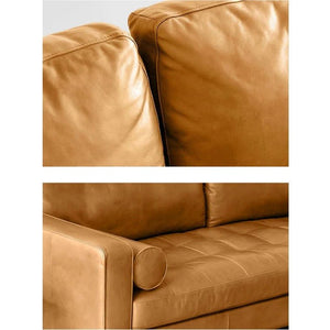 Porto Three Seater Sofa – Premium Real Leather 3-Seater Couch with High-Density Foam Comfort & Steel Frame Support, Brown - Sleek Furniture