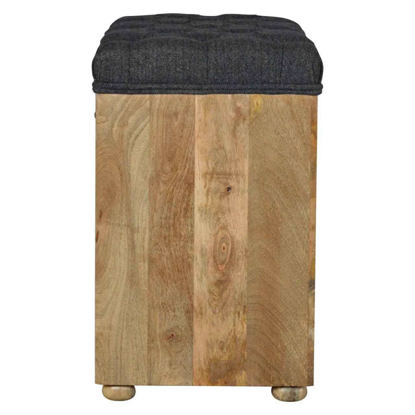 Black Tweed 1 Drawer Bench