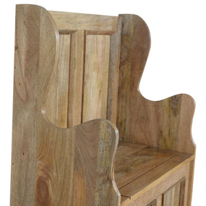 Small Monks solid mango wood storage bench close-up