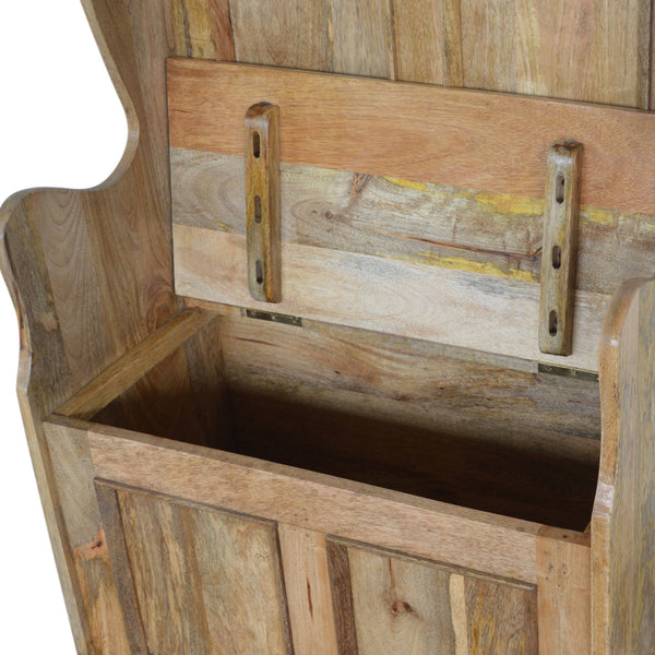 Small Monks mango wood hallway bench with internal storage