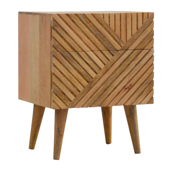 Solid mango wood bedside cabinet in contemporary design