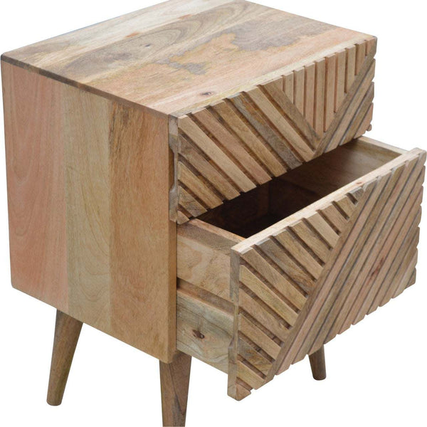 Solid mango wood Lille bedside table with Nordic-style legs