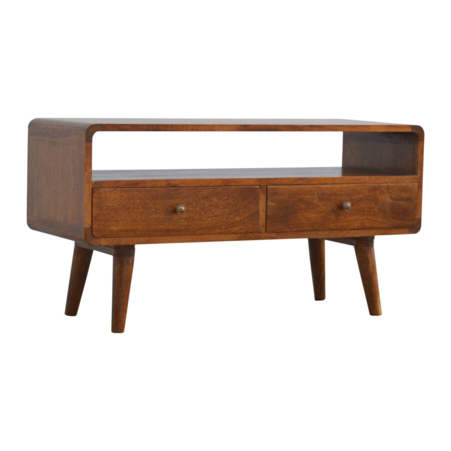 Curved Chestnut Media Unit - My Store