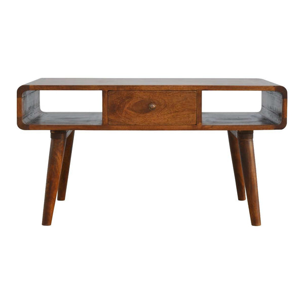 Artisan Curved Chestnut Coffee Table in solid mango wood