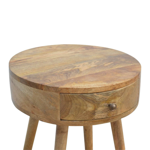 Nordic solid mango wood bedside table side view