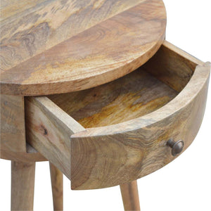 Solid mango wood Nordic bedside table with round design