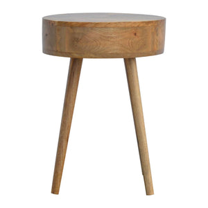 Solid mango wood bedside cabinet with round design