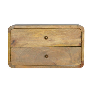 Floating wooden bedside table with storage drawers