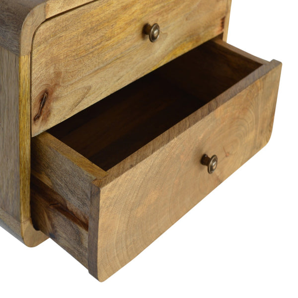 Oak-ish floating bedside table with two drawers