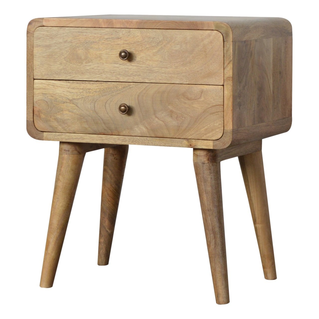 Curved Oak ish Bedside